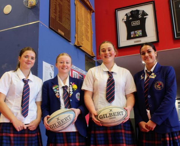 Southland Girls' High School rugby players [from left] Lucy Dermody, 17, Piper McRai, 17, Georgia...