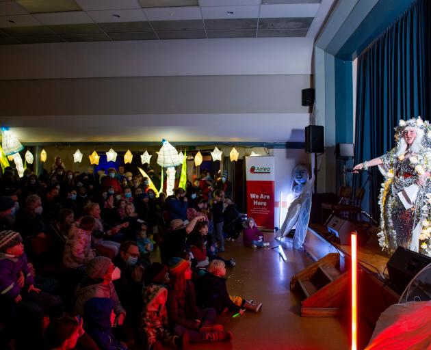 Tahu Mackenzie entertains children in Burns Hall during the Dunedin Midwinter Carnival. PHOTO:...