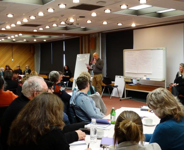 Connect South interim chairman Graeme Sykes addresses the meeting. PHOTO: BRENDA HARWOOD

