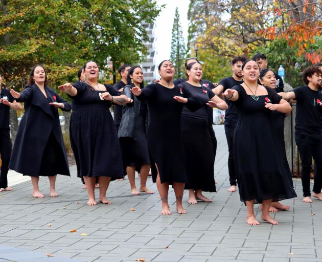 Te Roopū Māori Kapa Haka group performs during the service.