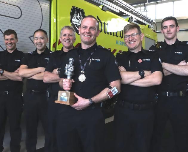 Dunedin Airport Emergency Services chief Clint Hagan (centre) says his blue watch crew (from left...