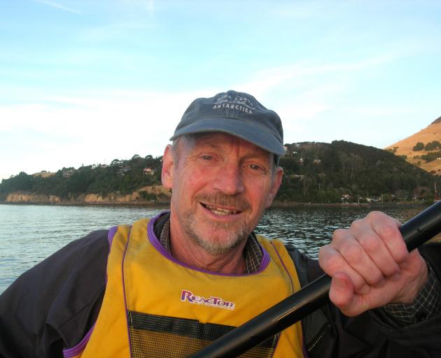 Dunedin environmental advocate and author Neville Peat kayaking on Otago Harbour.  PHOTO: STAR FILES