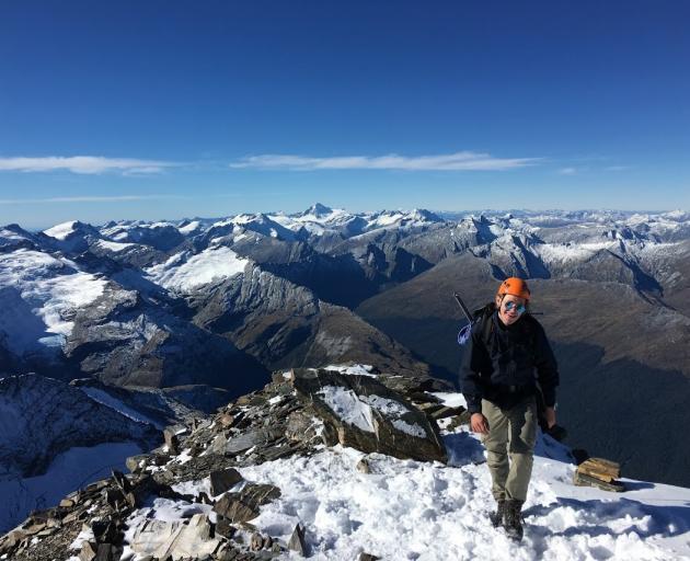 University of Otago student Luca Karjalainen (24) climbing Mt Earnslaw earlier this year. PHOTO:...