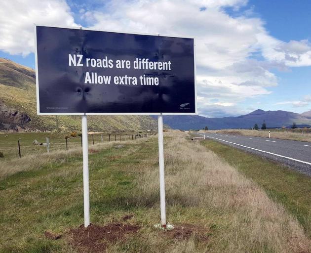 Billboards are part of safety education for visitors. Photo from NZTA.