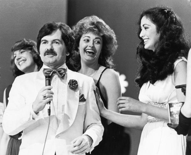 Neil Collins interviewing Miss New Zealand contestants in the 1980s. Photos: ODT