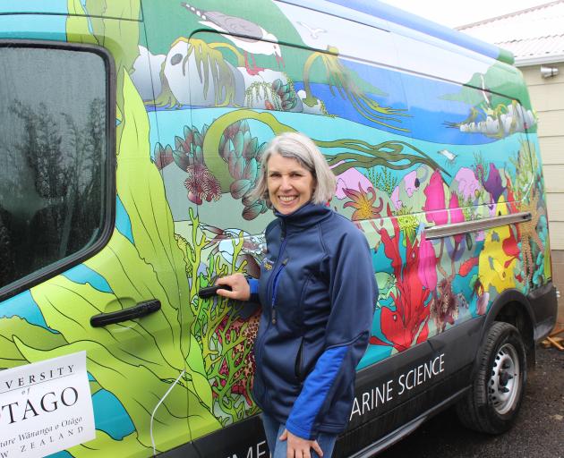 New Zealand Marine Studies Centre director Sally Carson stands next to the Aquavan which she says is going to be on the road even more in 2019. Photo: Ella Stokes