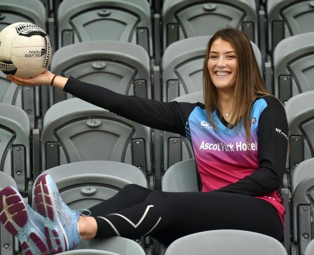 Georgia Heffernan (19) was all smiles yesterday at the Edgar Centre after being confirmed as a fully contracted Southern Steel player for next season. Photo: Peter McIntosh