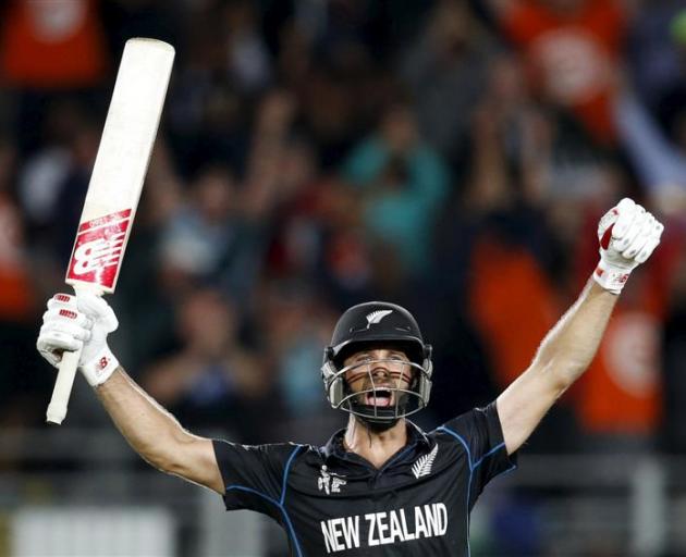 Grant Elliott celebrates his game-winning six in last night's Black Caps' victory over South...