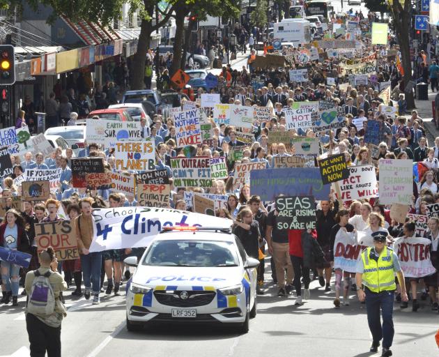 The March 15 School Strike for Climate moves up George St, Dunedin. The students are asking...