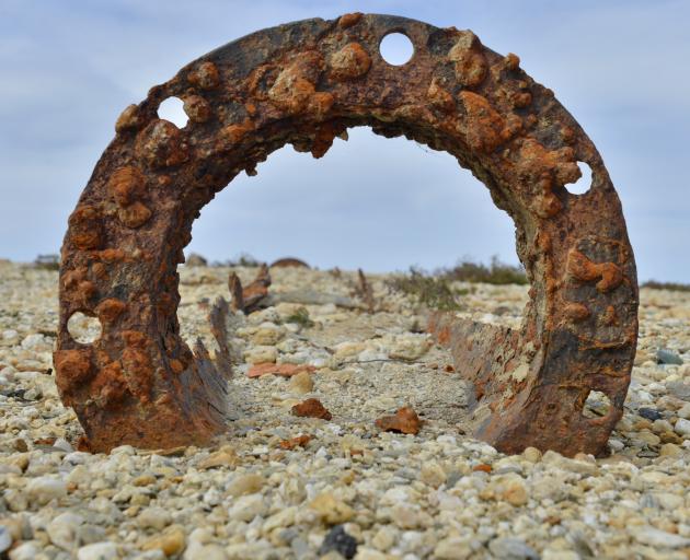 Metal piping which was probably used for mining is now exposed on the lake bed.