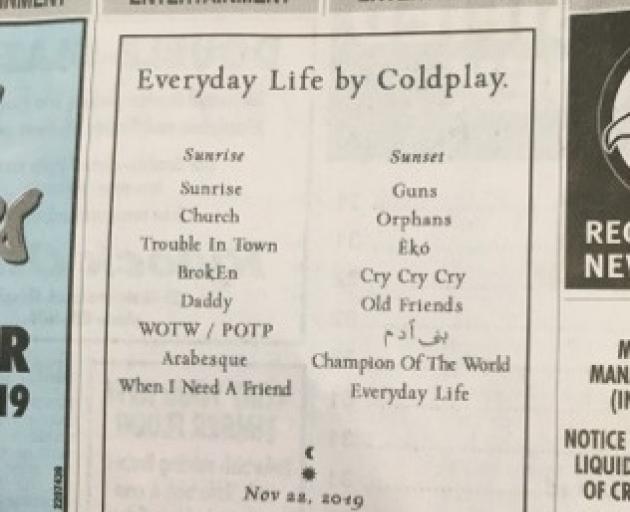 Coldplay reveal 'Everyday Life' album tracks through advert in local paper