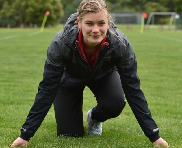 Rosie Elliott (21) prepares for a training session at the Caledonian Ground yesterday after...