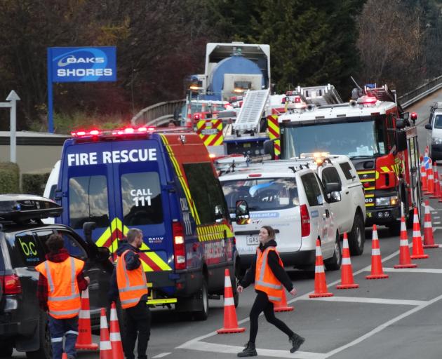 Emergency services at the scene this morning. Photo: Guy Williams