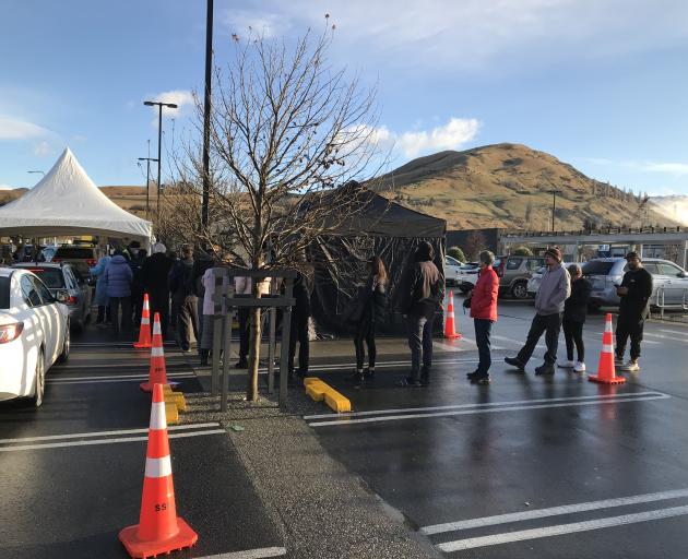 There were long lines at the pop-up testing spot at Frankton Pak 'n' Save this morning. Photo:...