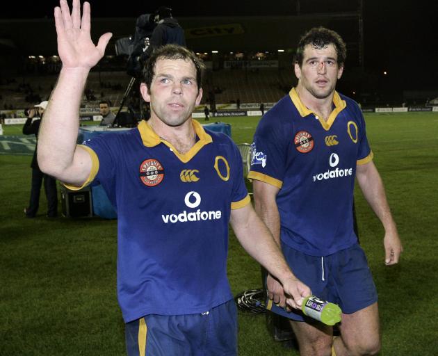 Former Otago and All Blacks front rowers Anton Oliver (left) and Carl Hayman. Photo: ODT files 