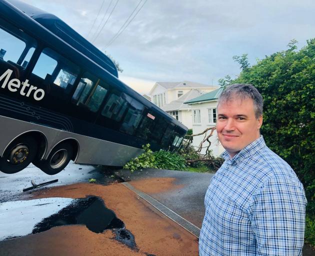 The bus stopped short of hitting a resident's house in Glendowie. Photo / Jane Phare