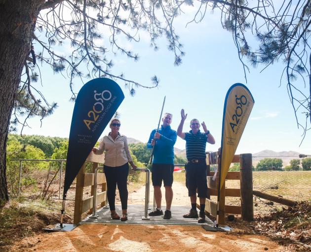 Officially opening the newest off-road section of the Alps 2 Ocean Cycle Trail, from Sailors...