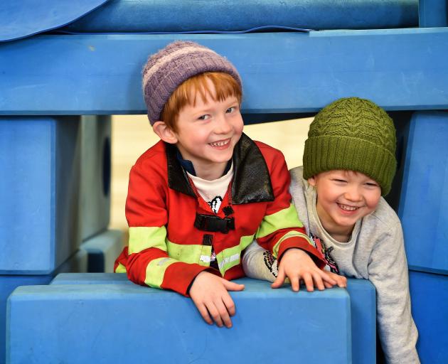  Playing with the Imagination Playground building blocks at the Dunedin Municipal Chambers as...