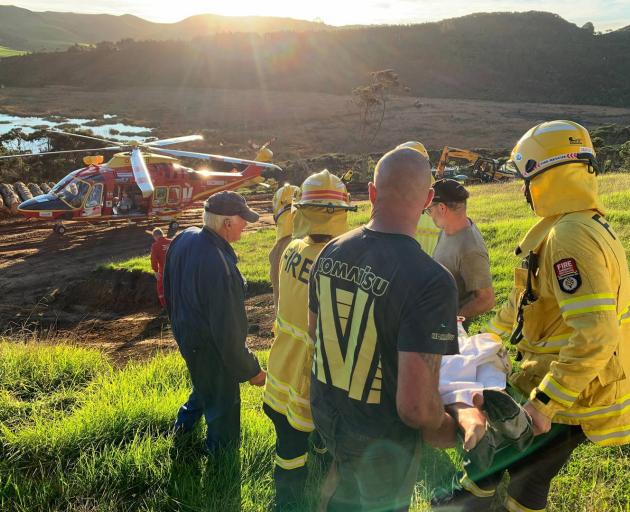 Crew assisted a man seriously injured by a falling tree at Bethells Beach. Photo: Auckland Rescue Helicopter Trust