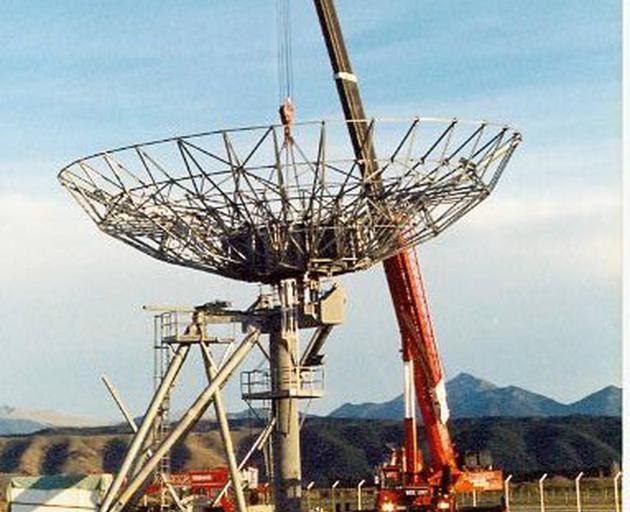 The 1989 construction of the first of two spy domes at Waihopai Valley in the Marlborough Sounds....