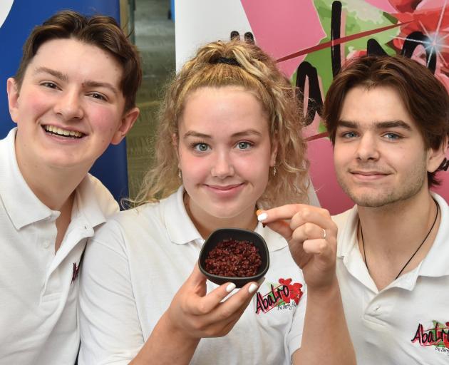 Abalro Health founders (from left) Robert Donohoe (17), Abby Green (18) and Alex Livingstone (18)...