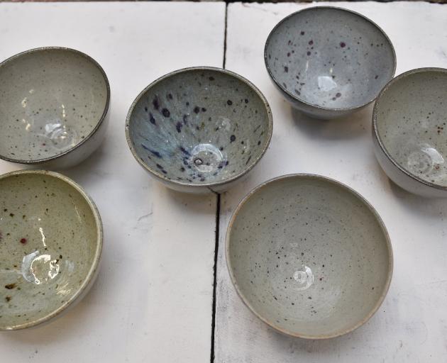 Liz Rowe’s bowls are glazed in wood ash, resulting in different colours. PHOTO: SUPPLIED