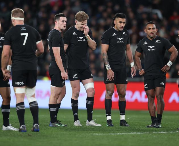 Many of the men in black had a night to forget under the roof in Dunedin. Photo: Getty Images