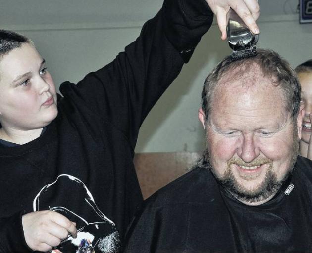 Southbrook student Novee Wotherspoon gives Waimakariri District Mayor, Dan Gordon, a close shave...