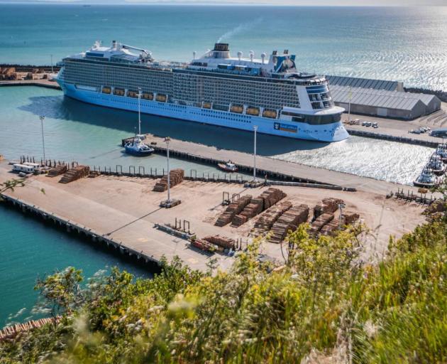 The Ovation of the Seas docked at Napier Port on Monday. Photo: Paul Taylor