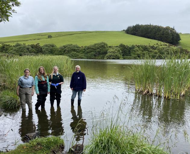 Bayfield High School pupils and keen young scientists (from left) Emma Whiles Humphreys (14),...