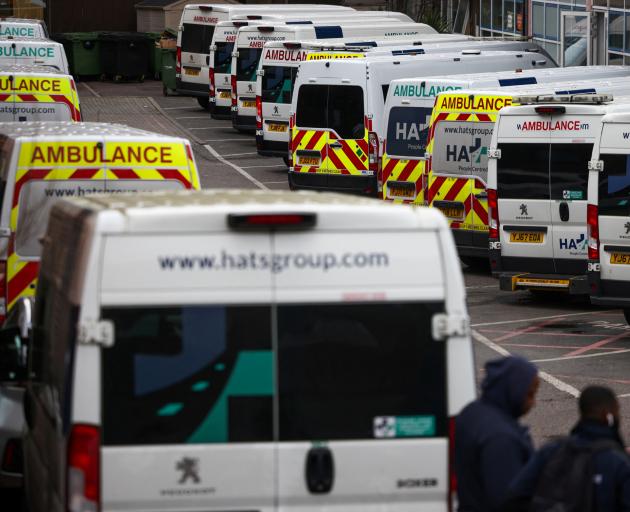 Ambulances outside St George’s University Hospital in London, which declared a critical incident...