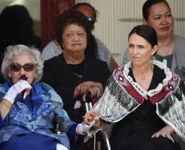 Titewhai Harawira, with former Prime Minister Jacinda Ardern with at the upper Treaty grounds Te...