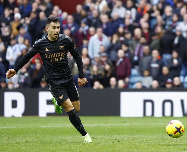 Arsenal's Gabriel Martinelli scored the team's fourth goal against Aston Villa on Saturday. ...