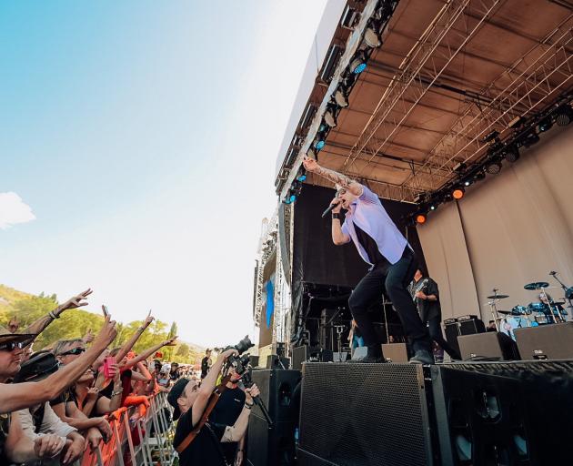Stone Temple Pilots lead singer Jeff Gutt in full flight on stage. PHOTO: TRACEY ROXBURGH