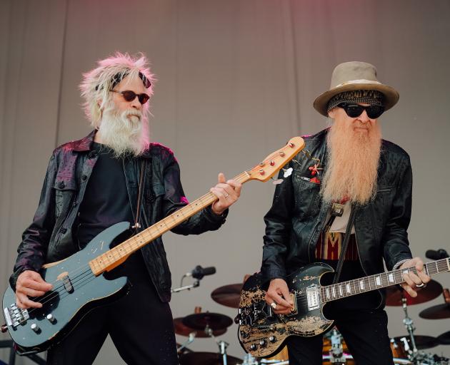 ZZ Top’s Elwood Francis (left) and Billy Gibbons perform at Gibbston. PHOTO: SUPPLIED