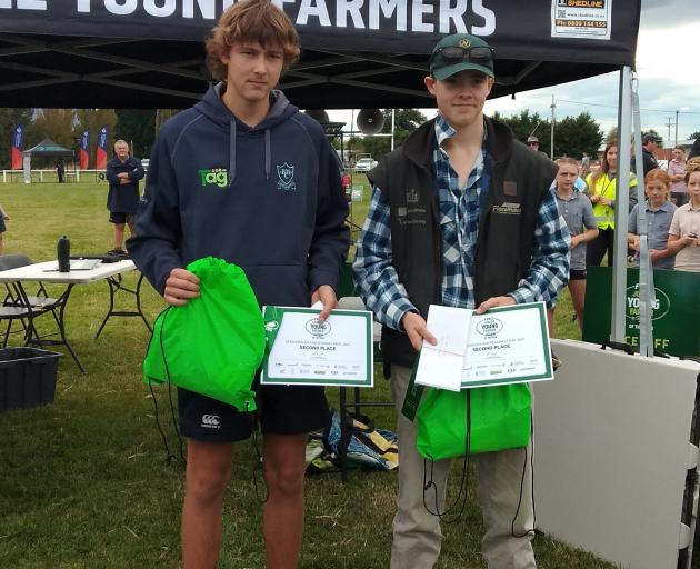 FMG Junior Young Farmer Otago-Southland final second place winners are Flynn Hill (left) and...