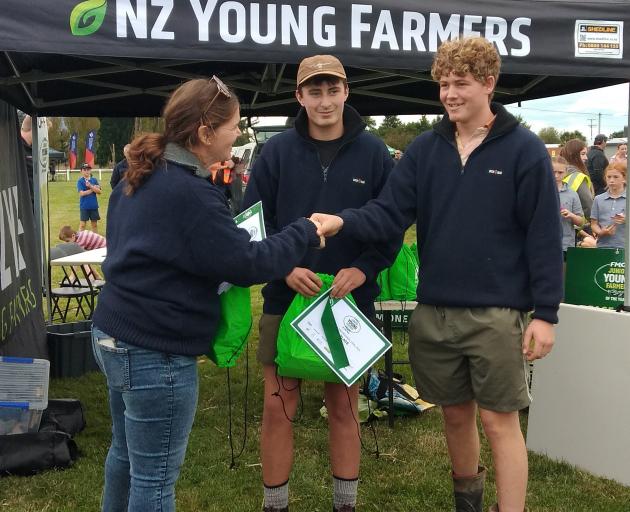 FMG Junior Young Farmer Otago-Southland final third place winners are Ben Hartshorne (left) and...