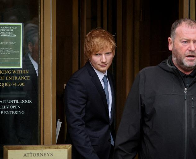 Singer Ed Sheeran departs the Manhattan federal court during his copyright trial in New York....