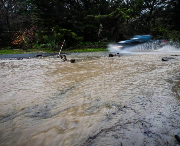 Flooding on Puketitiri Rd, near Puketapu on Thursday afternoon. Photo: NZ Herald