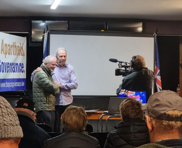 Invercargill Mayor Nobby Clark (left) was a guest speaker at Julian Batchelor’s Stop Co...