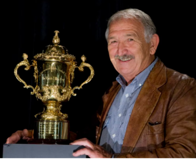 Tane Norton with the Rugby World Cup in 2009. Photo: NZH