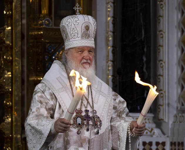 Russian Orthodox Church Patriarch Kirill conducts an Easter service in the Christ the Saviour...