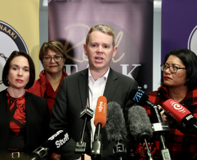 Chris Hipkins speaking to media in Porirua today. Photo: NZ Herald
