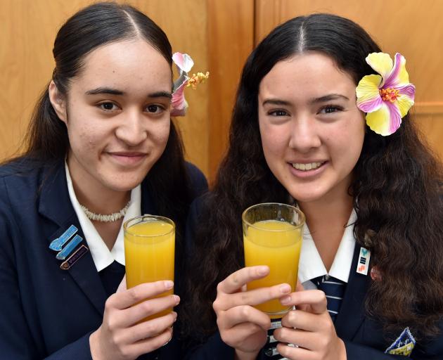 Otago Girls’ High School year 12 pupils Adison Nukanuka, 16 (left), and Mariah Taungapeau, 17,...