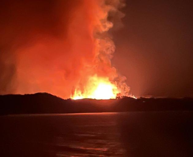 The blaze at Pukaki Downs, near Twizel, last Wednesday night. PHOTO: JASON SWAIN