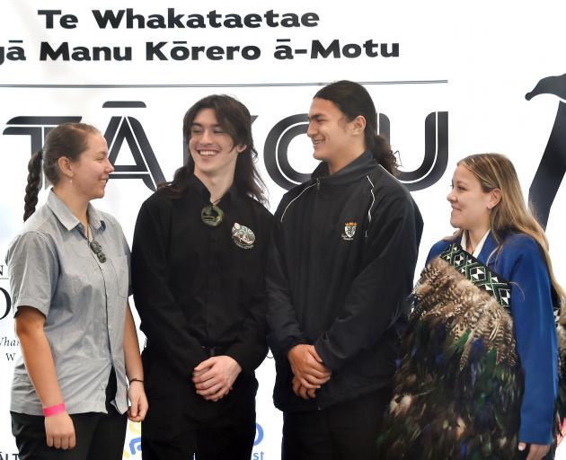 Taking part  in the Ngā Manu Kōrero nationals  at the Edgar Centre on Thursday are (from left)...