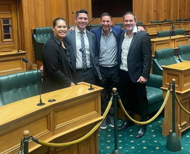 New National MPs in Parliament this week (from left) Angee Nicholas, James Meager, Dan Bidois and...