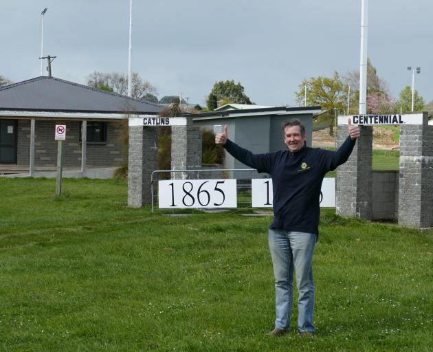 Owaka Lions past president Gordon Thompson celebrates reaching a funding target for a new...