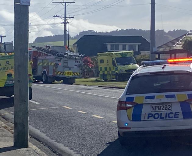 Highcliff Rd has been cordoned off as emergency services attend an apparent house fire. Photo:...