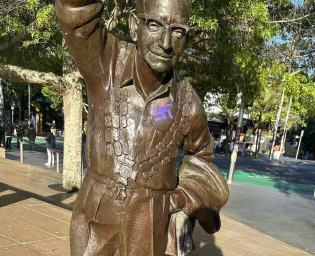 A statue of former Auckland Mayor Sir Dove-Myer Robinson in Aotea Square was vandalised with a...